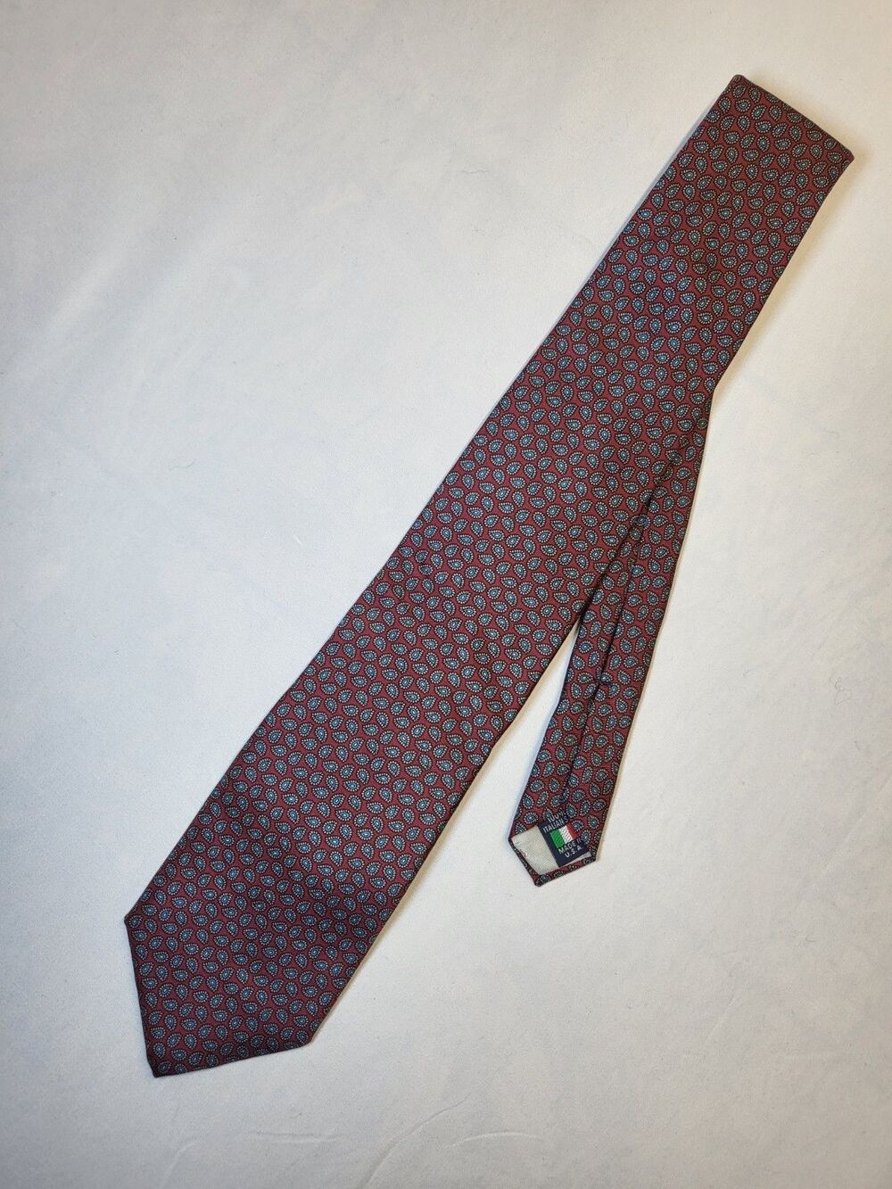 Austin Reed Tie 100% Silk Red and Blue Paisley USA